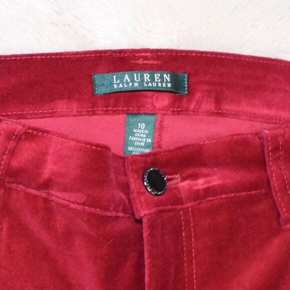 Lauren Ralph Lauren VTG 90s Bright Red Pant Sz 10 Velvety Soft Boot Cut Mid Rise - Picture 5 of 13